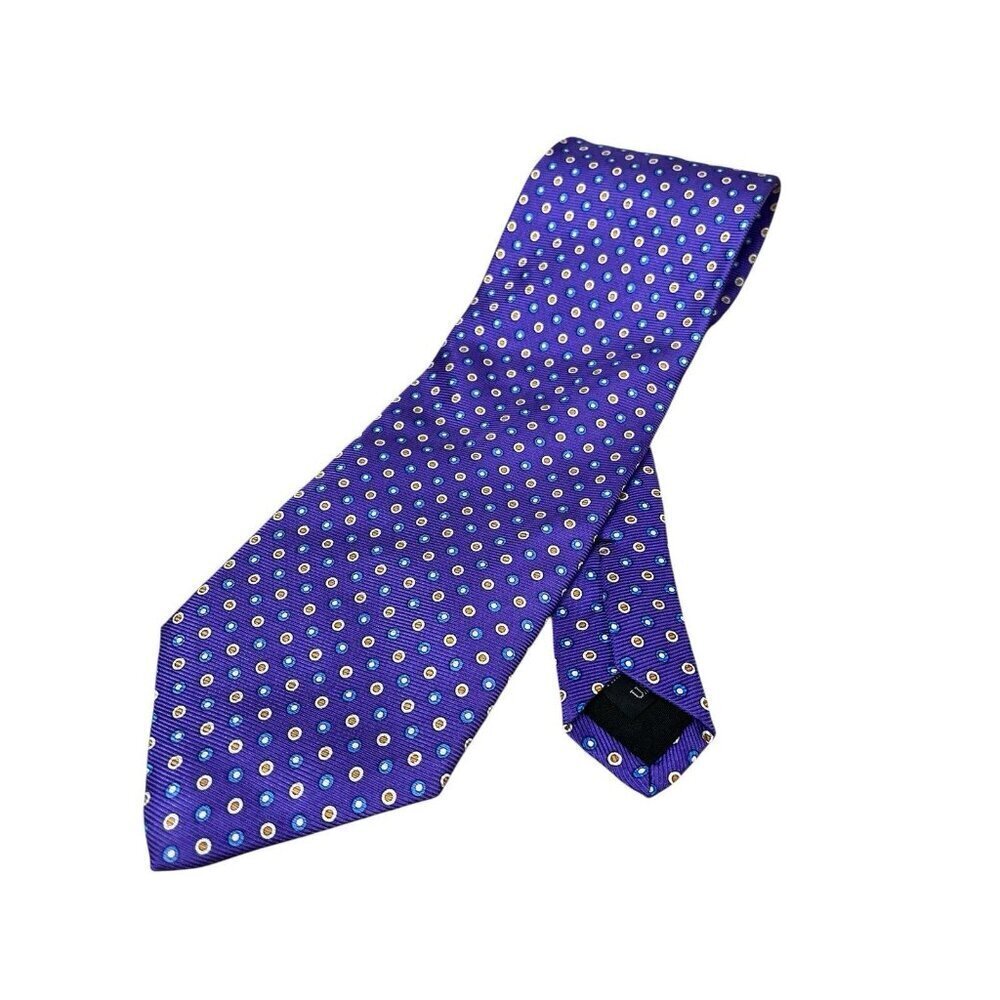 Jos. A. Bank Men's Dress Tie Men's Slim Neck Tie Purple with Polka Dots 58 Silk